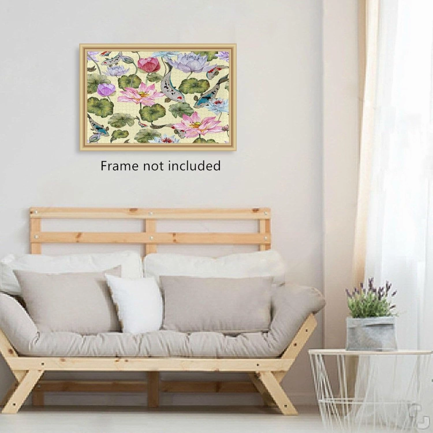 QUGRL Lotus Water Lily Jigsaw Puzzle 1000 Pieces for Adults Teens Koi Fish Japan Style DIY Wall Art Intellectual Decompressing Educational Fun Game
