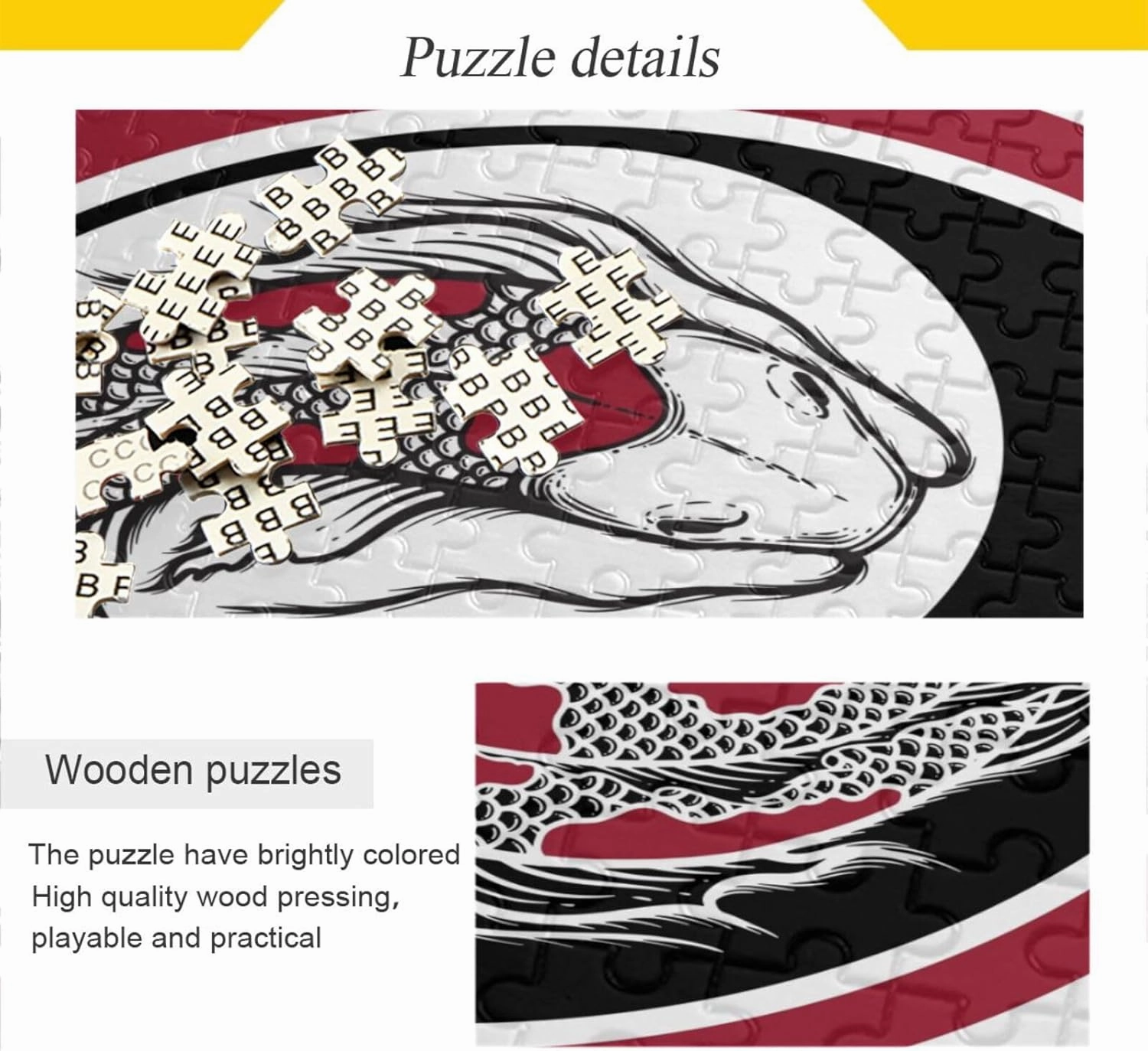 QUGRL Yin Yang Symbol Japanese Jigsaw Puzzle 1000 Pieces for Adults Teens Balance Fish Circle DIY Wall Art Intellectual Decompressing Educational Fun Game