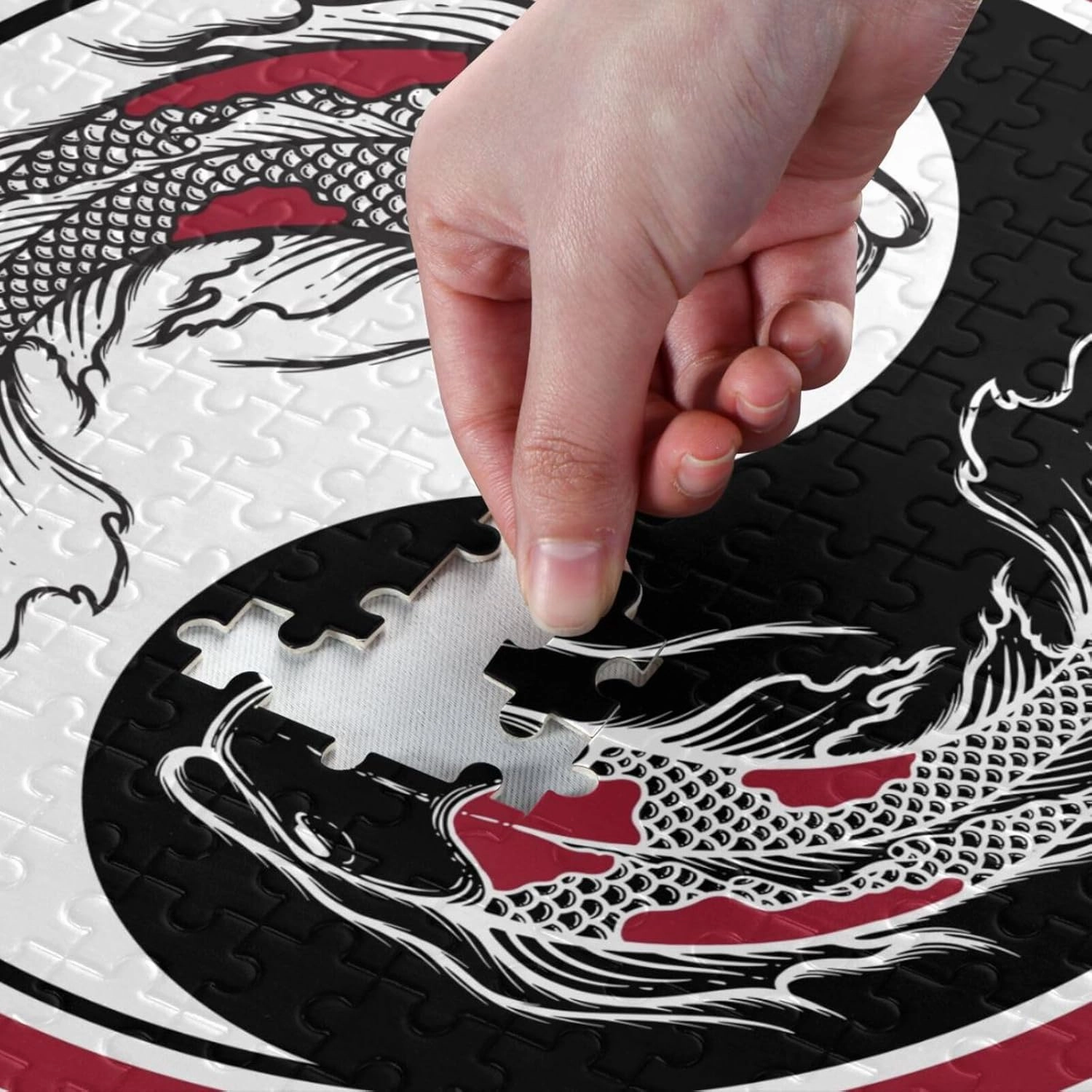 QUGRL Yin Yang Symbol Japanese Jigsaw Puzzle 1000 Pieces for Adults Teens Balance Fish Circle DIY Wall Art Intellectual Decompressing Educational Fun Game