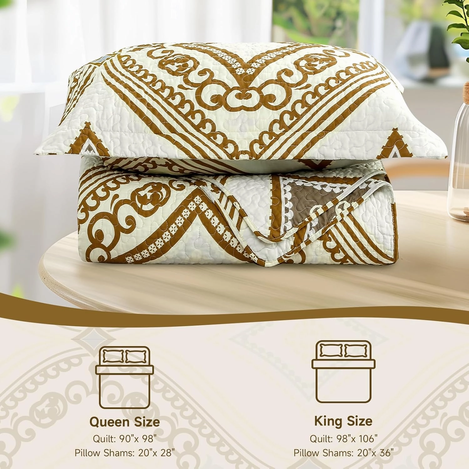 Quilt Set King Size - King Quilts Bedding Set, 100% Cotton Reversible Luxury Comforter Set, Paisley Farmhouse Floral Boho Striped Patchwork Bedspreads Set with Shams for All Season