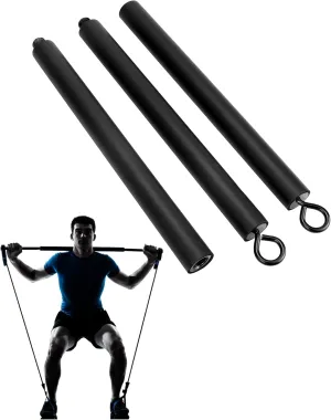 QWORK® Resistance Band Bar Pilates Bar Home Gym Fitness Workout Bar for Strength Training Cardio Exercise - 108CM - Max Load 800lb (Portable Detachable Stick x3)