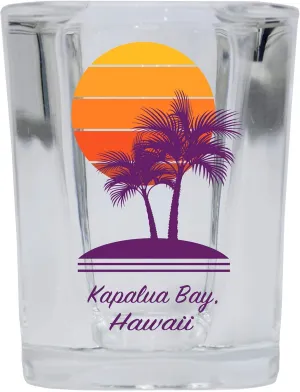 R and R Imports Kapalua Bay Souvenir 2 Ounce Square Shot Glass Palm Design 4-Pack