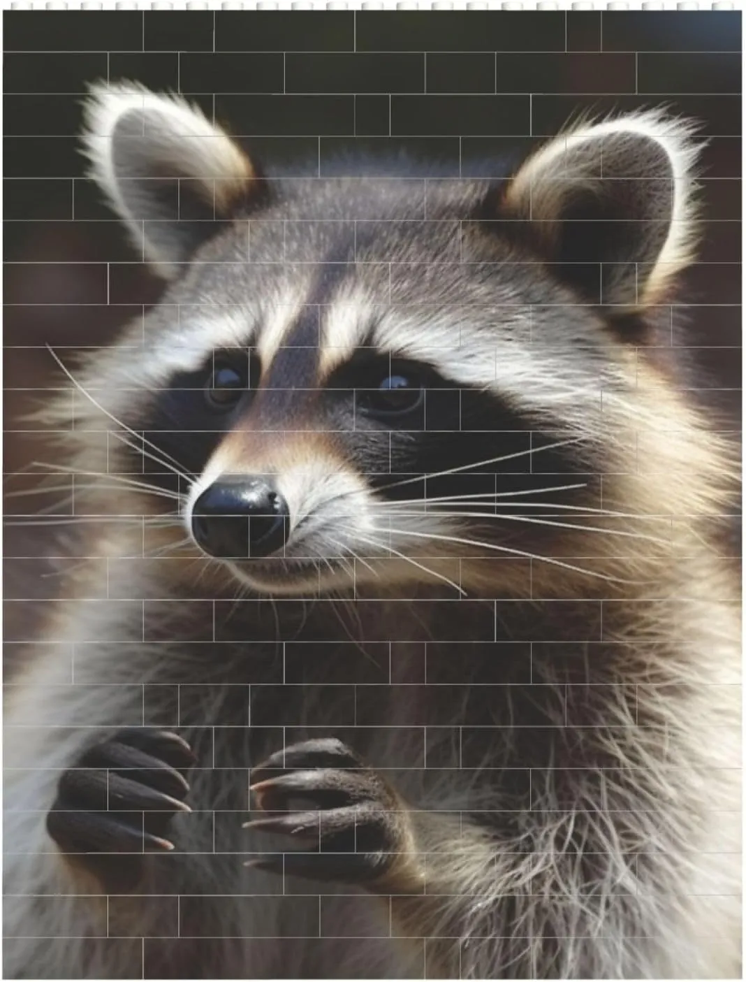Raccoon Building Block Puzzle Personalized Building Bricks For Adults Square Shaped Block Puzzle Building Family Keepsake Diy Brick Block Puzzles Valentine'S Day Gifts For Home Decor Brick Puzzle