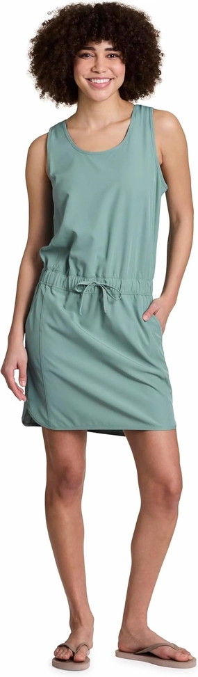 RBX Tank Dress for Women, Quick Drying Stretch Woven Hiking Golf Dress, Drawstring Waist Beach Dress Coverup with Pockets