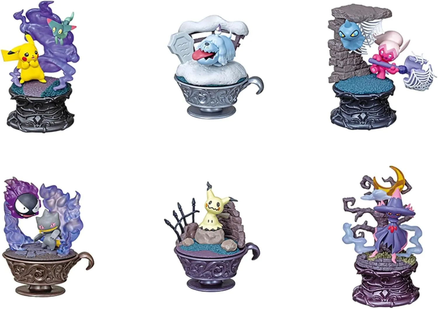 Re-Ment Pokemon - Pikachu Miniature Figure Set of 6 Pieces with Diorama Base