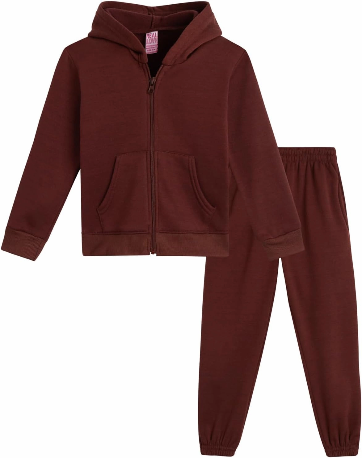 Real Love Girls' Sweatsuit Set - 2 Piece Basic Fleece Hoodie Sweatshirt and Jogger Sweatpants for Toddlers and Girls (2T-6X)