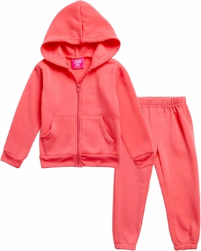 Real Love Girls' Sweatsuit Set - 2 Piece Basic Fleece Hoodie Sweatshirt and Jogger Sweatpants for Toddlers and Girls (2T-6X)