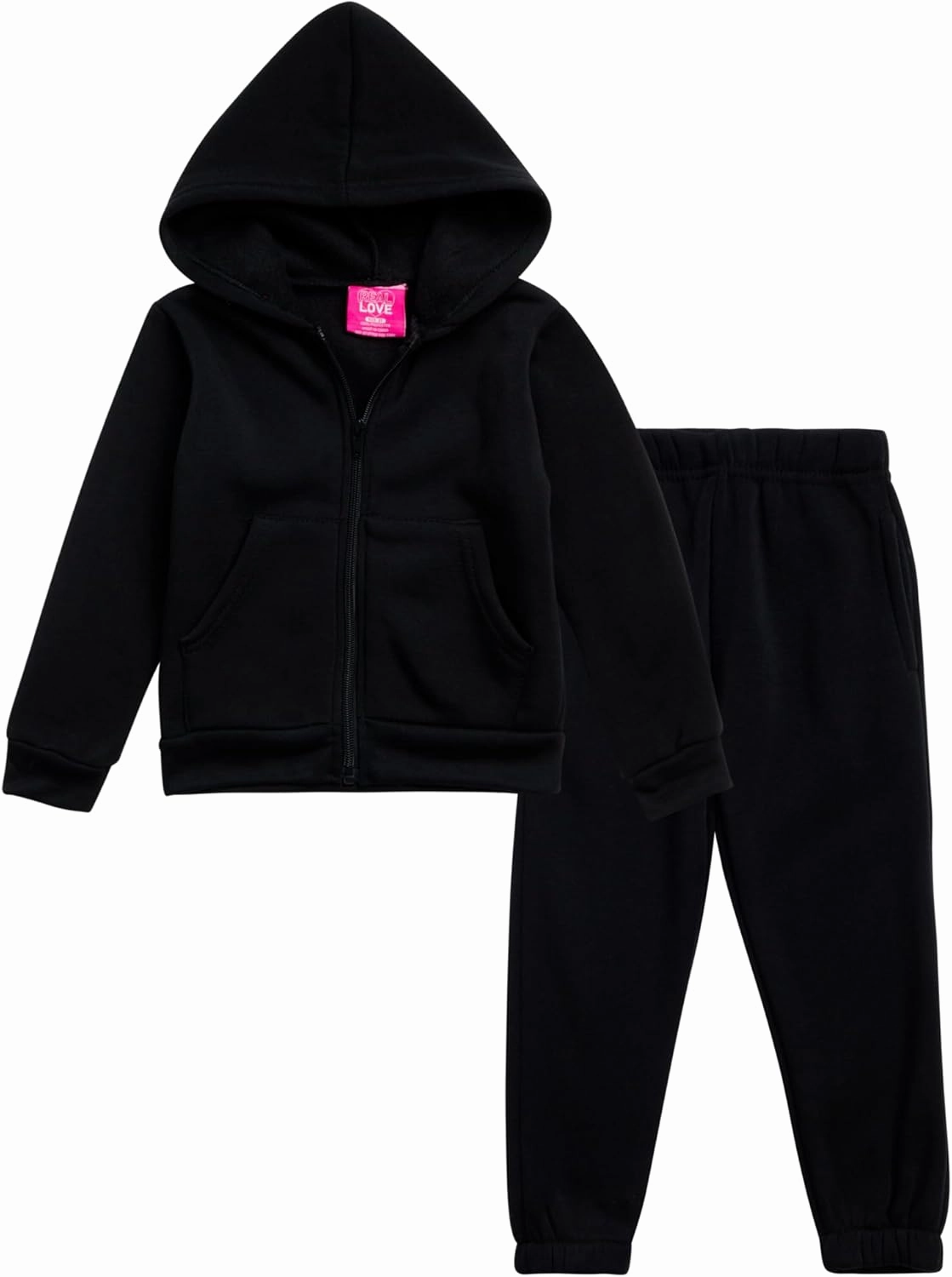 Real Love Girls' Sweatsuit Set - 2 Piece Basic Fleece Hoodie Sweatshirt and Jogger Sweatpants for Toddlers and Girls (2T-6X)