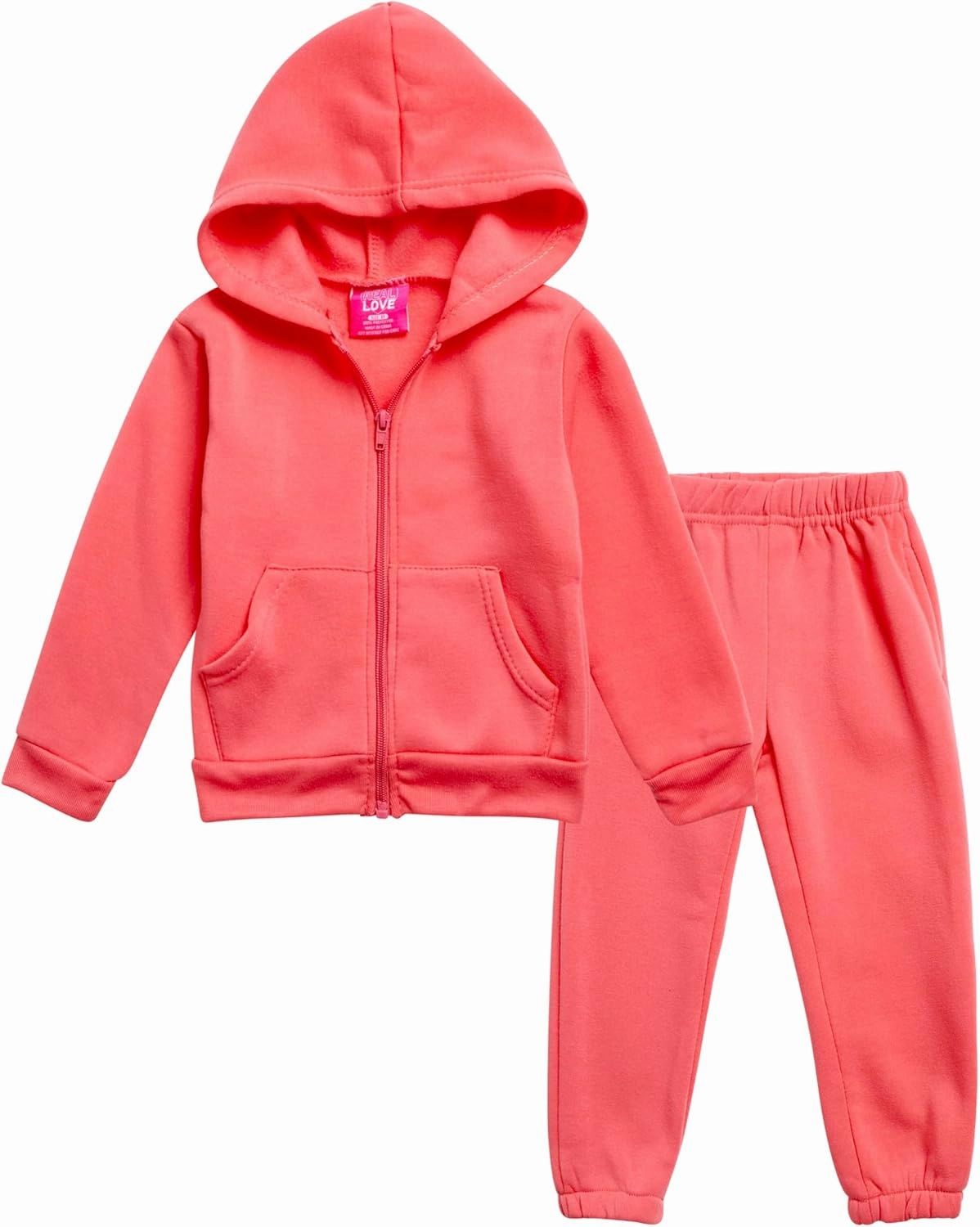 Real Love Girls' Sweatsuit Set - 2 Piece Basic Fleece Hoodie Sweatshirt and Jogger Sweatpants for Toddlers and Girls (2T-6X)