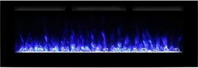 Recessed Electric Fireplace - Bella 60 Inches for 2 X 6 Stud, 14 Fuel Bed Colors - Realistic 4 Flame Colors, 1500/750 Watt Heater, Thermostat and Timer Set by Remote, Log - Crystal, Black