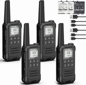 Rechargeable Walkie Talkies Long Range for Adult, Baofeng F22 Handheld FRS Radio Walkie Talkies 4 Pack Portable 2 Way Radio USB-C Cable NOAA Weather Radio VOX Walky Talky for Camping Hiking