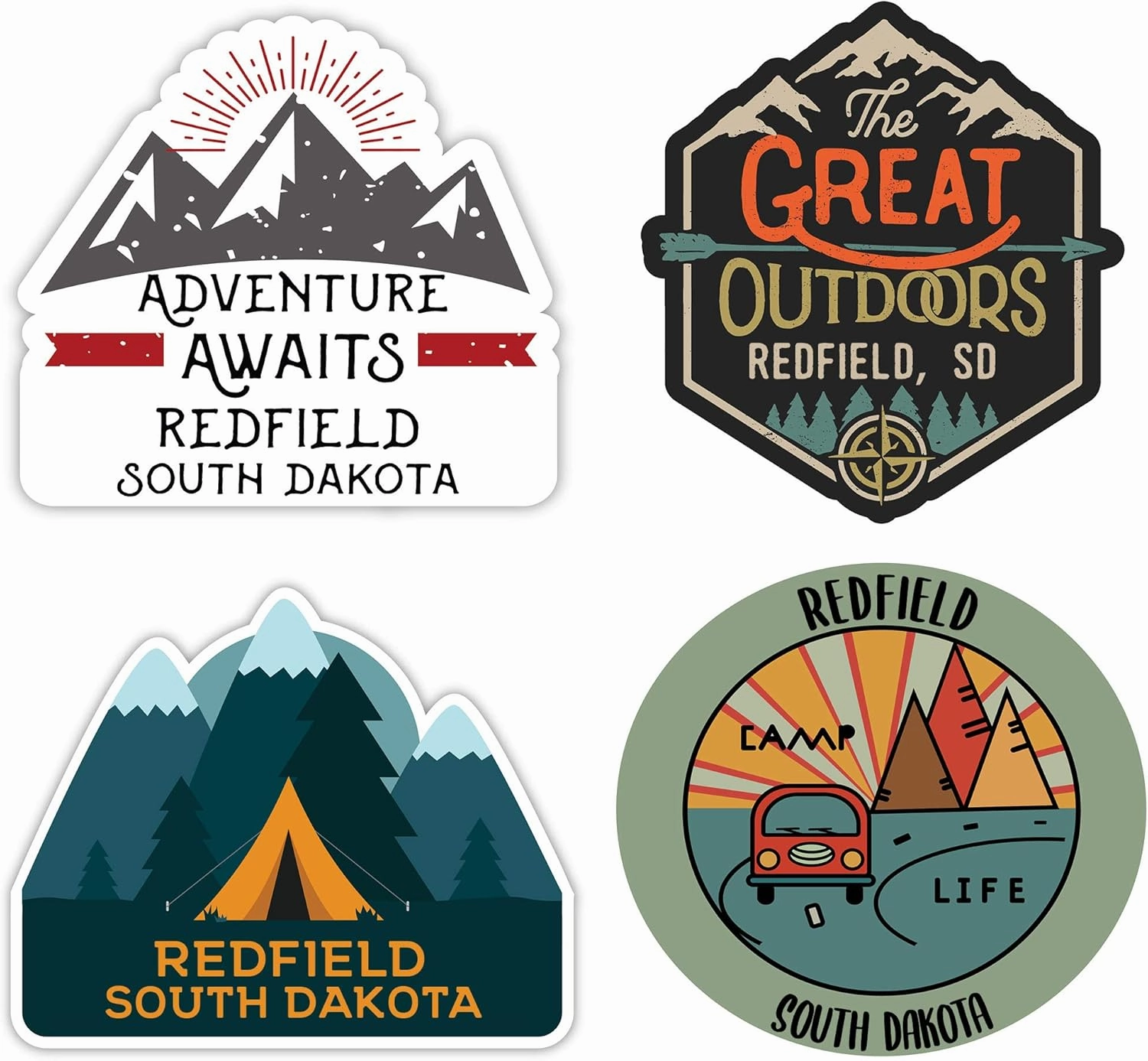 Redfield South Dakota Souvenir 4-Inch Each Fridge Magnet 4-Pack
