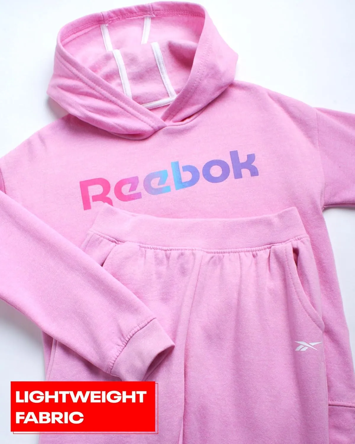 Reebok Girls' Jogger Set - 2 Piece Hoodie Sweatshirt and Sweatpants Sweatsuit (Size: 4-12)