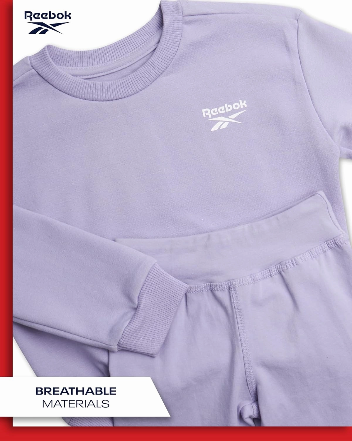 Reebok Baby Girls Pants Set - 2 Piece Cozy Fleece Crewneck Sweatshirt and Girls Leggings for Toddlers and Little Kids (2T-6X)