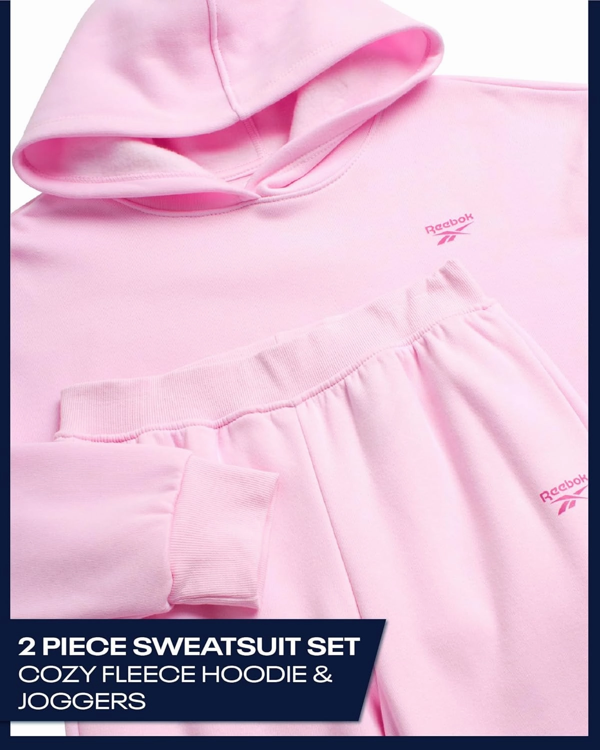 Reebok Girls' Jogger Set - 2 Piece Hoodie Sweatshirt and Sweatpants Sweatsuit (Size: 4-12)