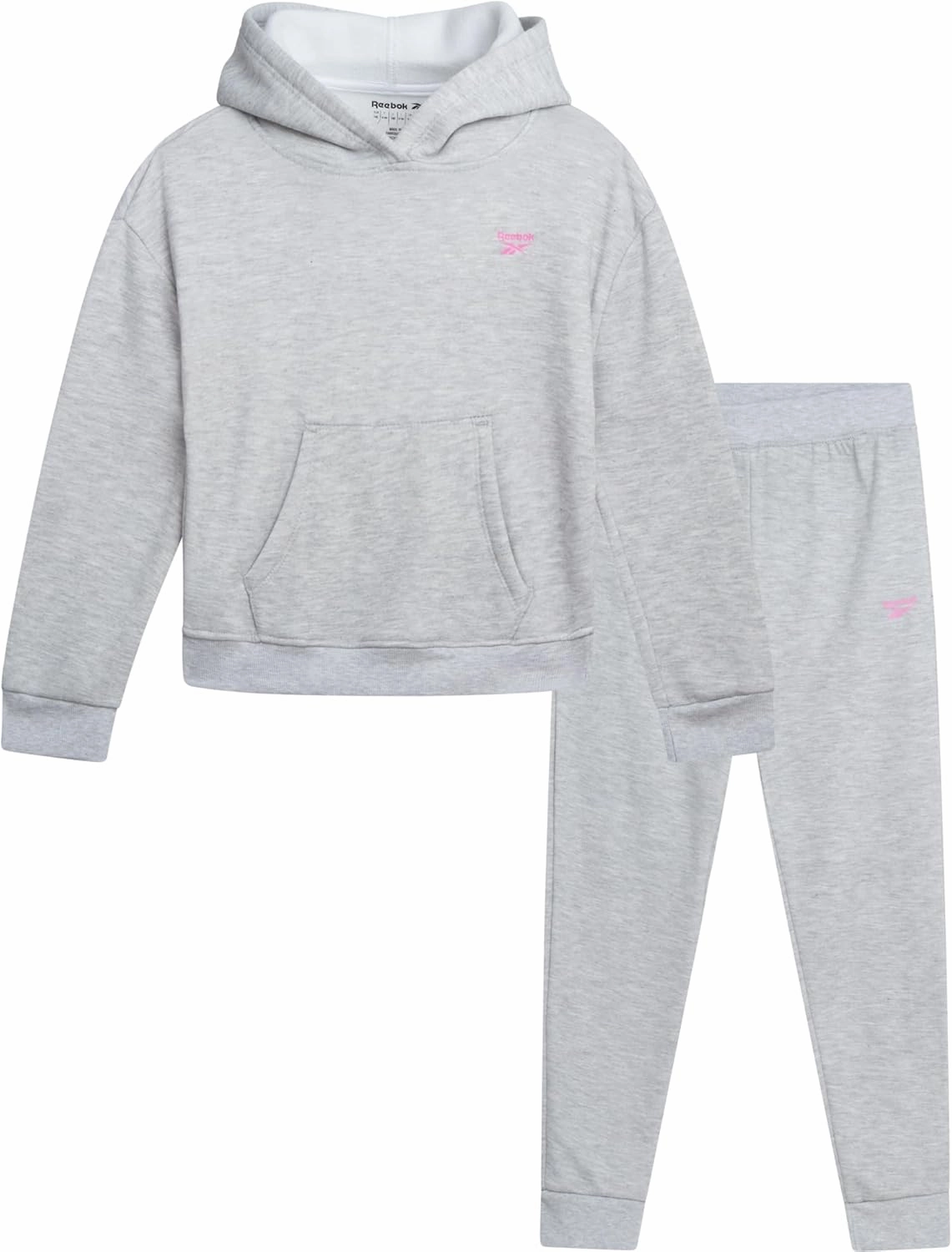 Reebok Girls' Jogger Set - 2 Piece Hoodie Sweatshirt and Sweatpants Sweatsuit (Size: 4-12)