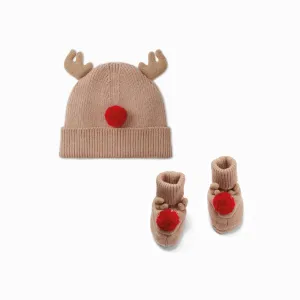 Reindeer Knitted Hat & Booties