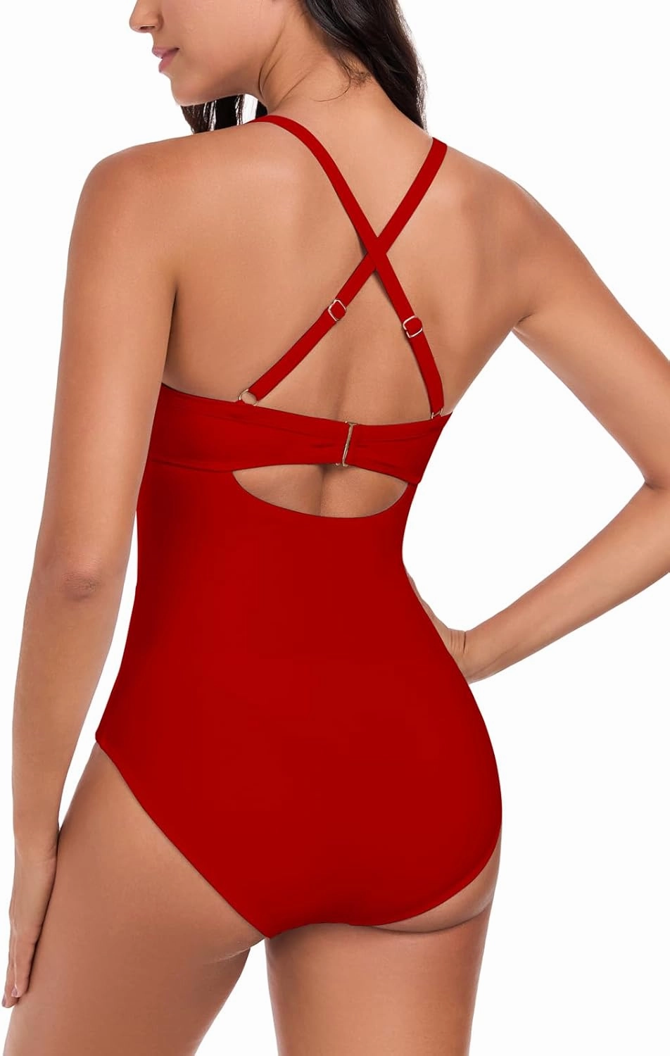 RELLECIGA Women’s Push Up One Piece Swimsuit Twist Front Cutout Adjustable Straps Swimwear