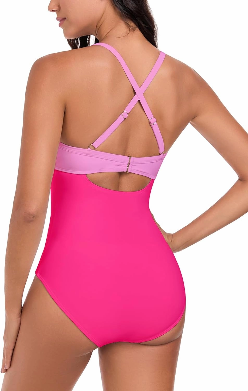 RELLECIGA Women’s Push Up One Piece Swimsuit Twist Front Cutout Adjustable Straps Swimwear