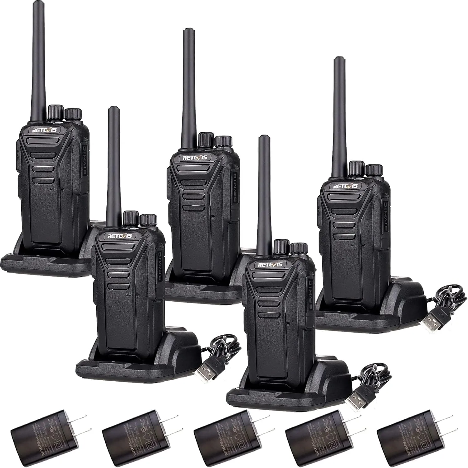 Retevis RT27 Walkie Talkies for Adults Long Range,2 Way Radio Rechargeable,VOX HandsFree,Heavy Duty,Portable FRS Two-way Radios for Commercial Retail Restaurant School(5 Pack)