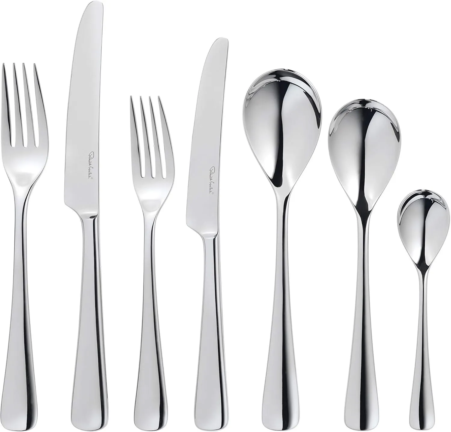 Robert Welch Malvern Bright, 84 Piece Cutlery Set for 12 People. Made from Stainless Steel. Dishwasher Safe. (Stainless Steel 42 Pieces)