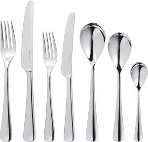 Robert Welch Malvern Bright, 84 Piece Cutlery Set for 12 People. Made from Stainless Steel. Dishwasher Safe. (Stainless Steel 42 Pieces)