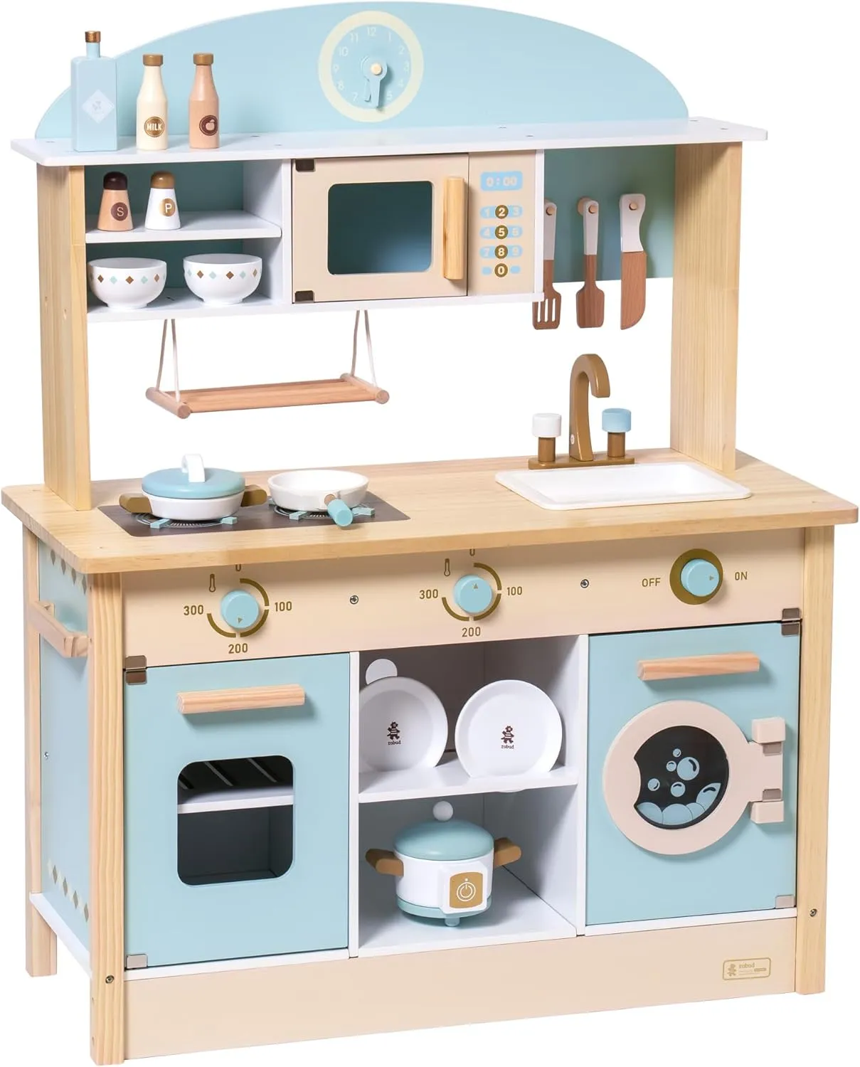 ROBUD Wooden Play Kitchen Set for Kids Toddlers, Toy Kitchen Gift for Boys Girls, Age 3 