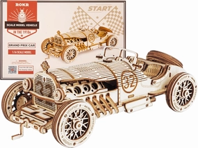 ROKR 3D Wooden Puzzle for Adults Mechanical Car Model-DIY Building Vehicle Kits-Brain Teaser Toys-Gift for Men Women on Birthday/Christmas Day(Grand Prix Car)