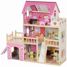 Rootz 3-Story Dollhouse - Playhouse - Doll House - Promotes Imagination - 114.5cm x 32cm x 92.1cm