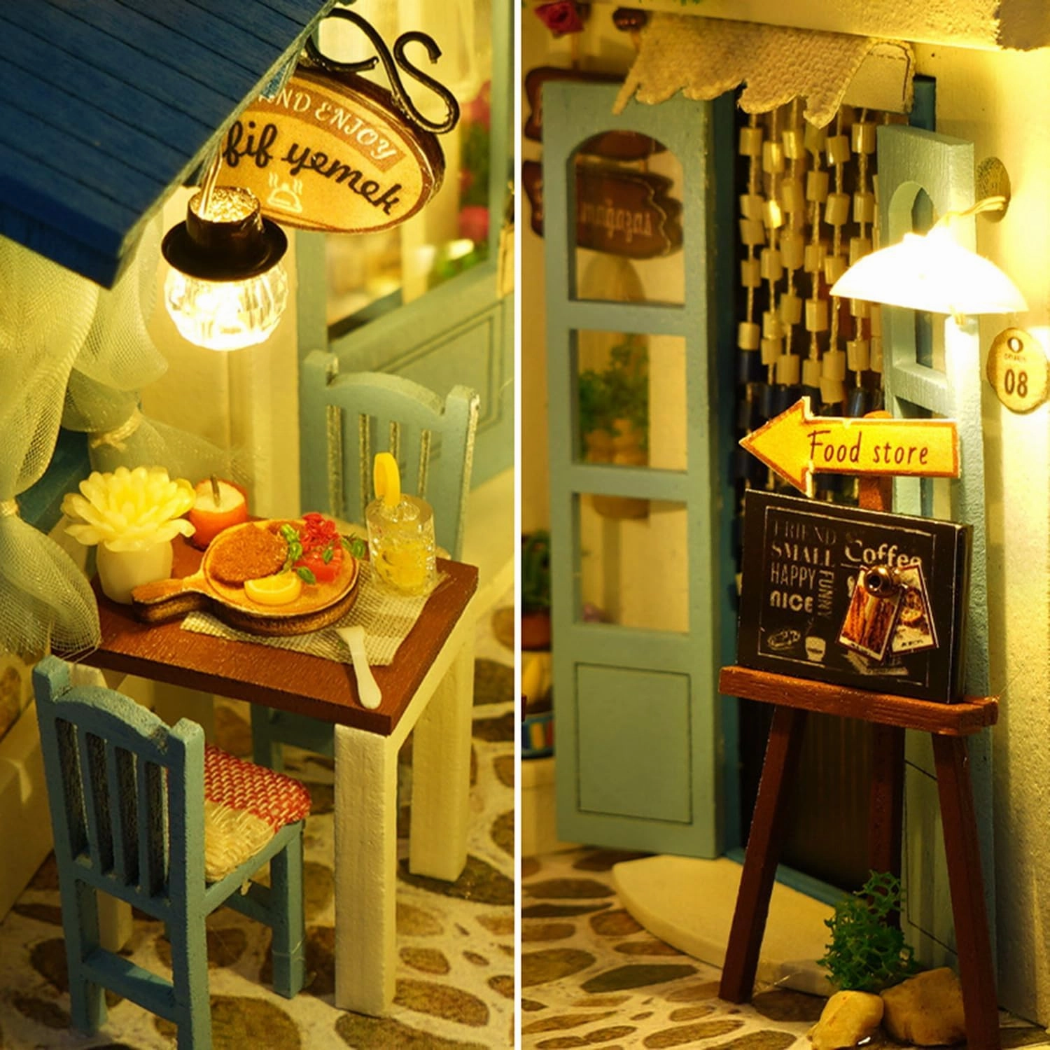 Roroom DIY Book Nook Kit, DIY Dollhouse Booknook Bookshelf Insert Decor Alley,3D Wooden Puzzle with Book Nook Bookshelf Insert Wood Bookend Model Building (Sea Breeze-TC18)