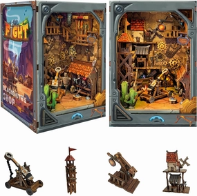 Roroom DIY Book Nook Kit, DIY Dollhouse Bookshelf Insert Decor Alley,3D Wooden Puzzle with LED Lighting Book Nook Wood Bookend Model Building(SQ40)