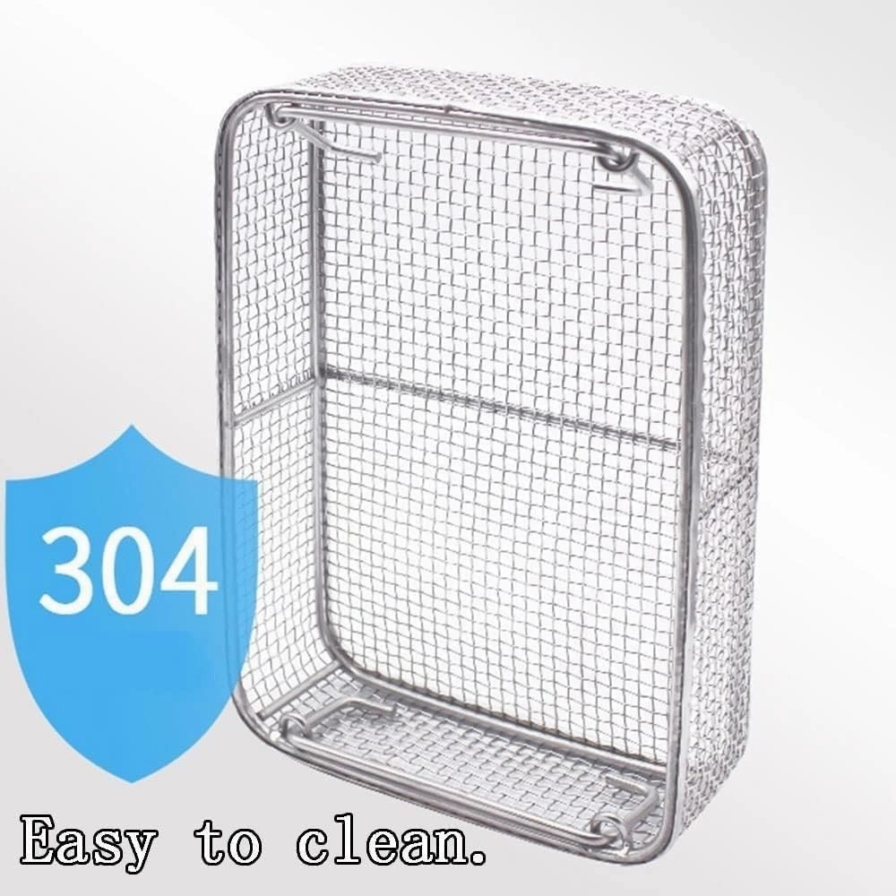 Round Instrument Sterilization Baskets, 304 Stainless Steel Mesh Sterilization Tray,Mesh Basket for Sterilization, Ultrasonic Cleaning, Laboratory, Dental(30x25x7cm/11.8x9.8x2.8in)