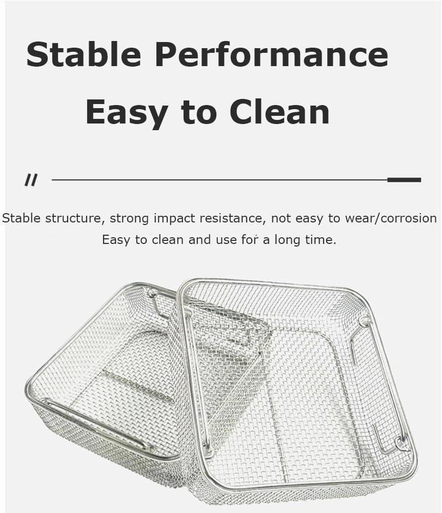 Round Instrument Sterilization Baskets, 304 Stainless Steel Mesh Sterilization Tray,Mesh Basket for Sterilization, Ultrasonic Cleaning, Laboratory, Dental(30x25x7cm/11.8x9.8x2.8in)
