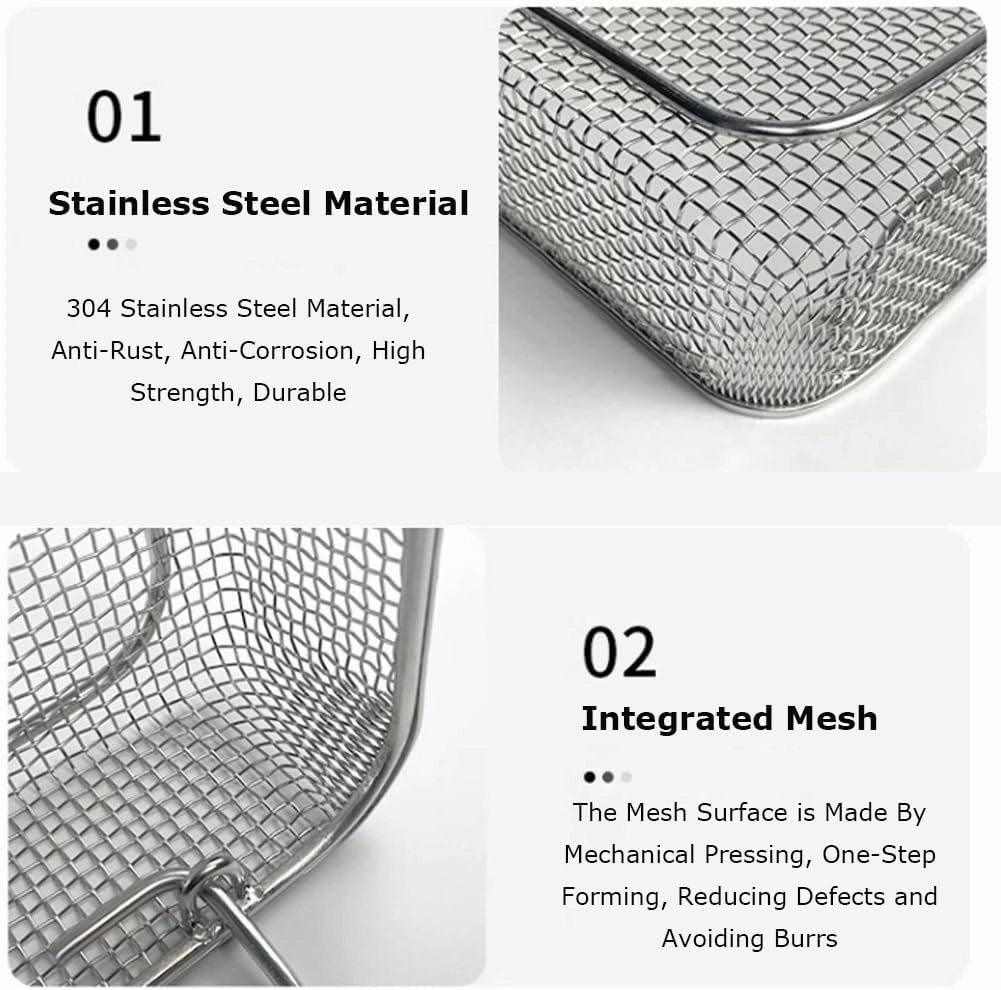 Round Instrument Sterilization Baskets, 304 Stainless Steel Mesh Sterilization Tray,Mesh Basket for Sterilization, Ultrasonic Cleaning, Laboratory, Dental(30x25x7cm/11.8x9.8x2.8in)