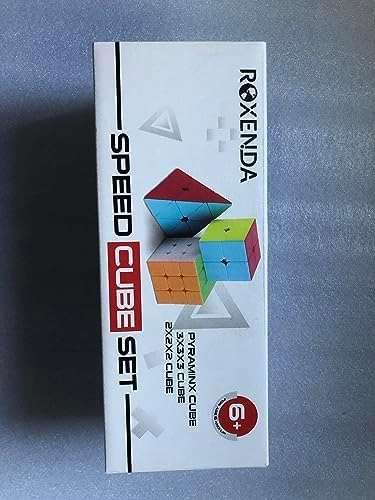 ROXENDA Speed Cube Set, Magic Cube Set of 2x2x2 3x3x3 Pyramid Cube Smooth Puzzle Cube (Stickerless)