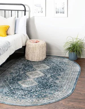 Rugs.com Newport Collection Rug – 4' x 6' Oval Navy Blue Medium Rug Perfect for Living Rooms, Large Dining Rooms, Open Floorplans
