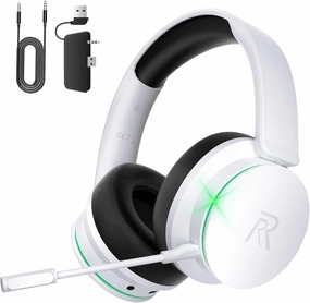 RYR Wireless Gaming Headset for Xbox Series X|S, Xbox One, PS5, PS4, Mac, Bluetooth 5.3, 3D Surround Sound, Rotatable Earmuffs, Gaming Headphones with Noise Canceling Microphones-Blackwhite