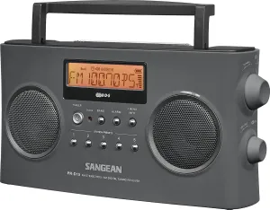 Sangean PR-D15 AM/FM-Stereo RDS Digital Portable Radio with Built-in Battery Charger, Gray