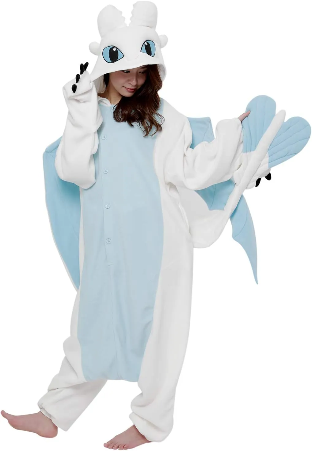 SAZAC Kigurumi - How to Train Your Dragon - Light Fury - Onesie Jumpsuit Halloween Costume