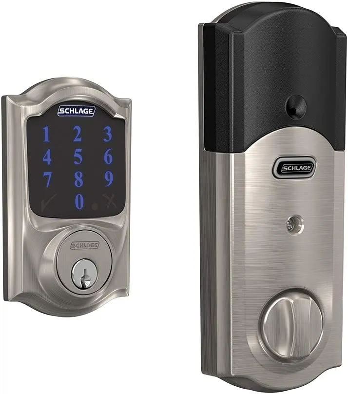 SCHLAGE BE469NX Camelot Electronic Touchscreen Deadbolt C Keyway with 12344 Latch 10116 Strike Bright Brass Finish