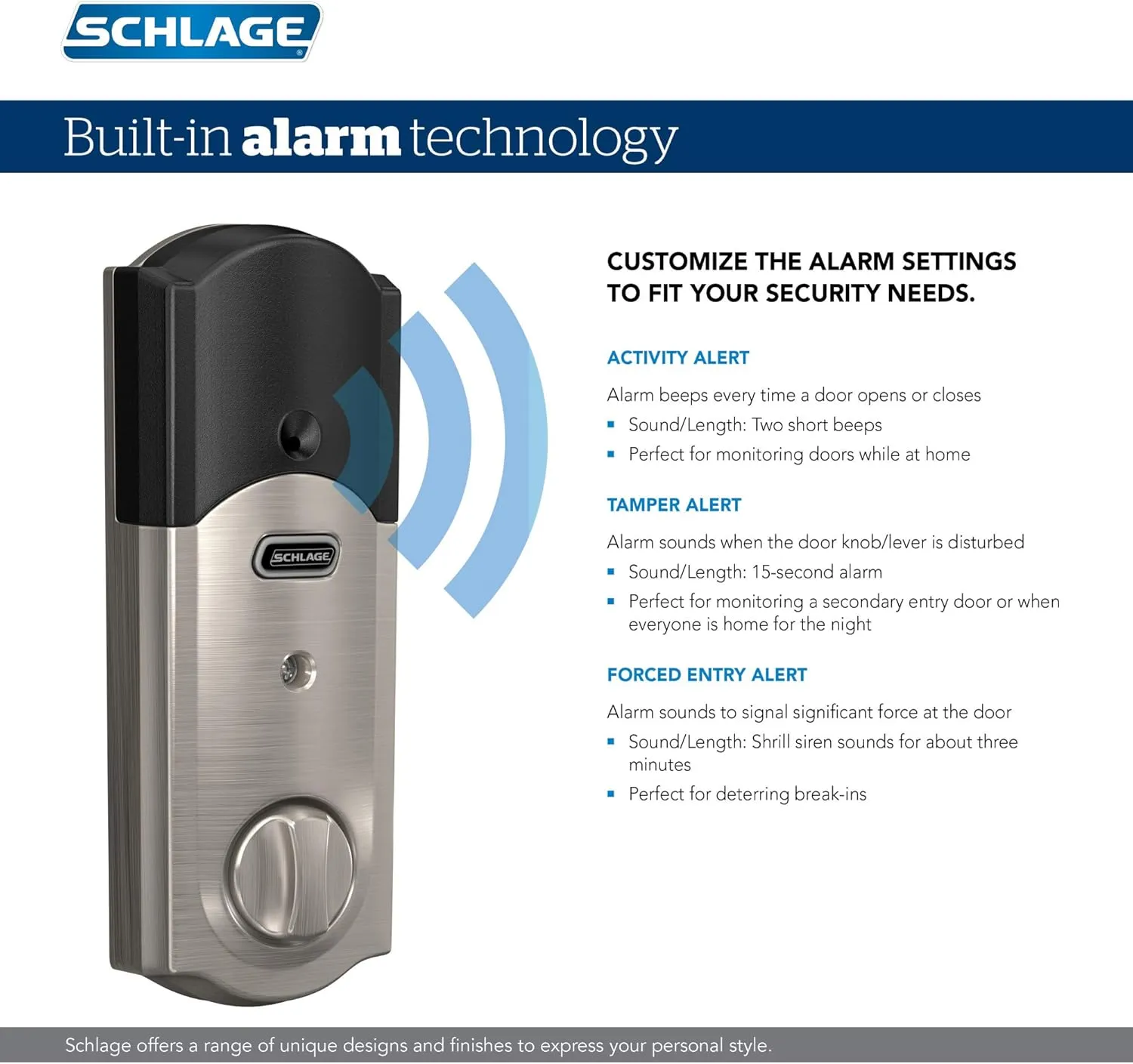 SCHLAGE BE469NX Camelot Electronic Touchscreen Deadbolt C Keyway with 12344 Latch 10116 Strike Bright Brass Finish