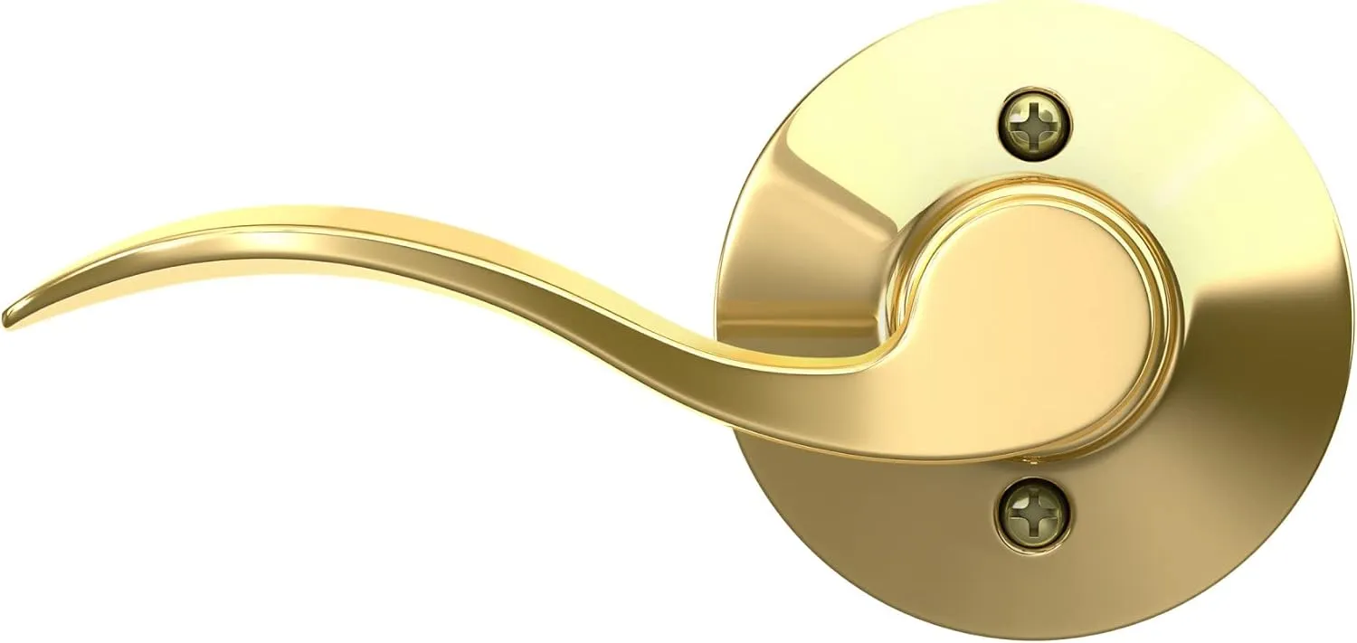 Schlage F10 V ACC 605 Accent Door Lever, Hall & Closet Passage Lock, Bright Brass
