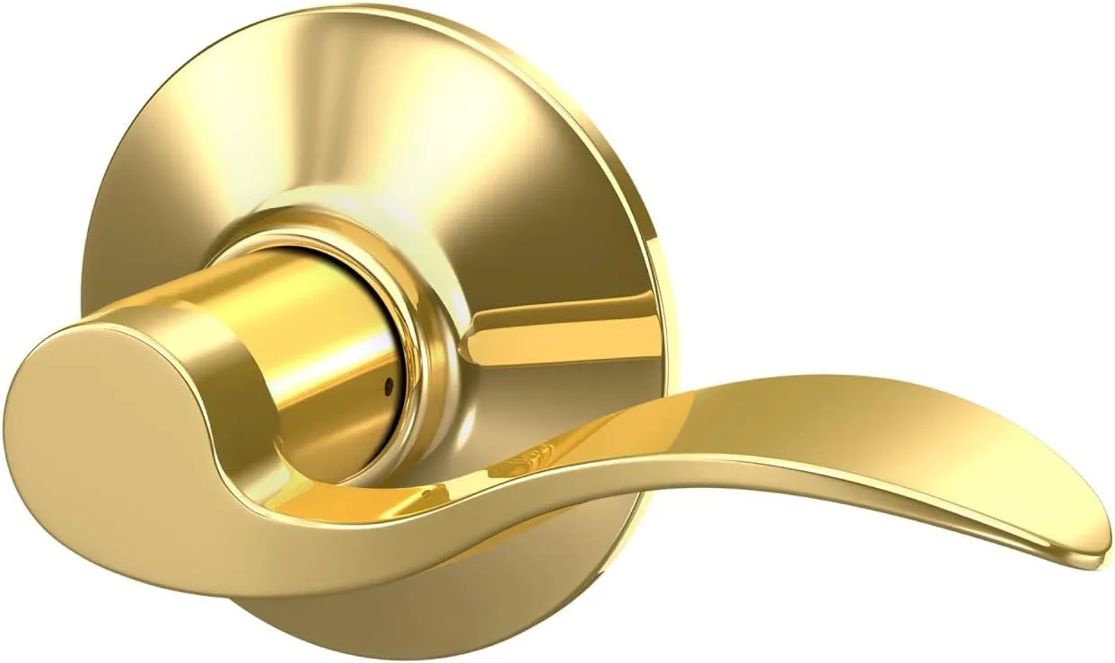 Schlage F10 V ACC 605 Accent Door Lever, Hall & Closet Passage Lock, Bright Brass