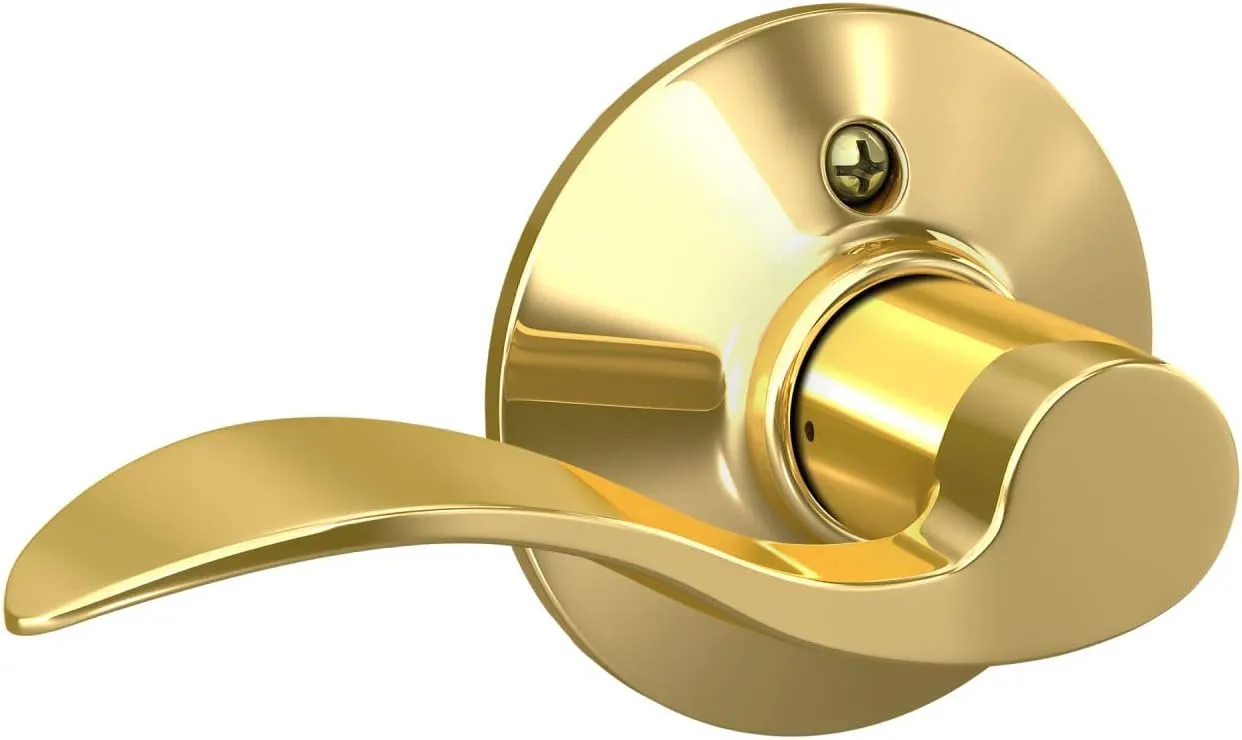 Schlage F10 V ACC 605 Accent Door Lever, Hall & Closet Passage Lock, Bright Brass