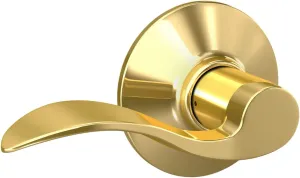 Schlage F10 V ACC 605 Accent Door Lever, Hall & Closet Passage Lock, Bright Brass