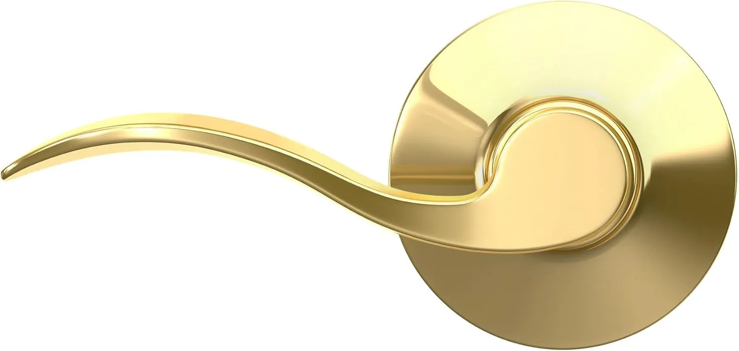 Schlage F10 V ACC 605 Accent Door Lever, Hall & Closet Passage Lock, Bright Brass