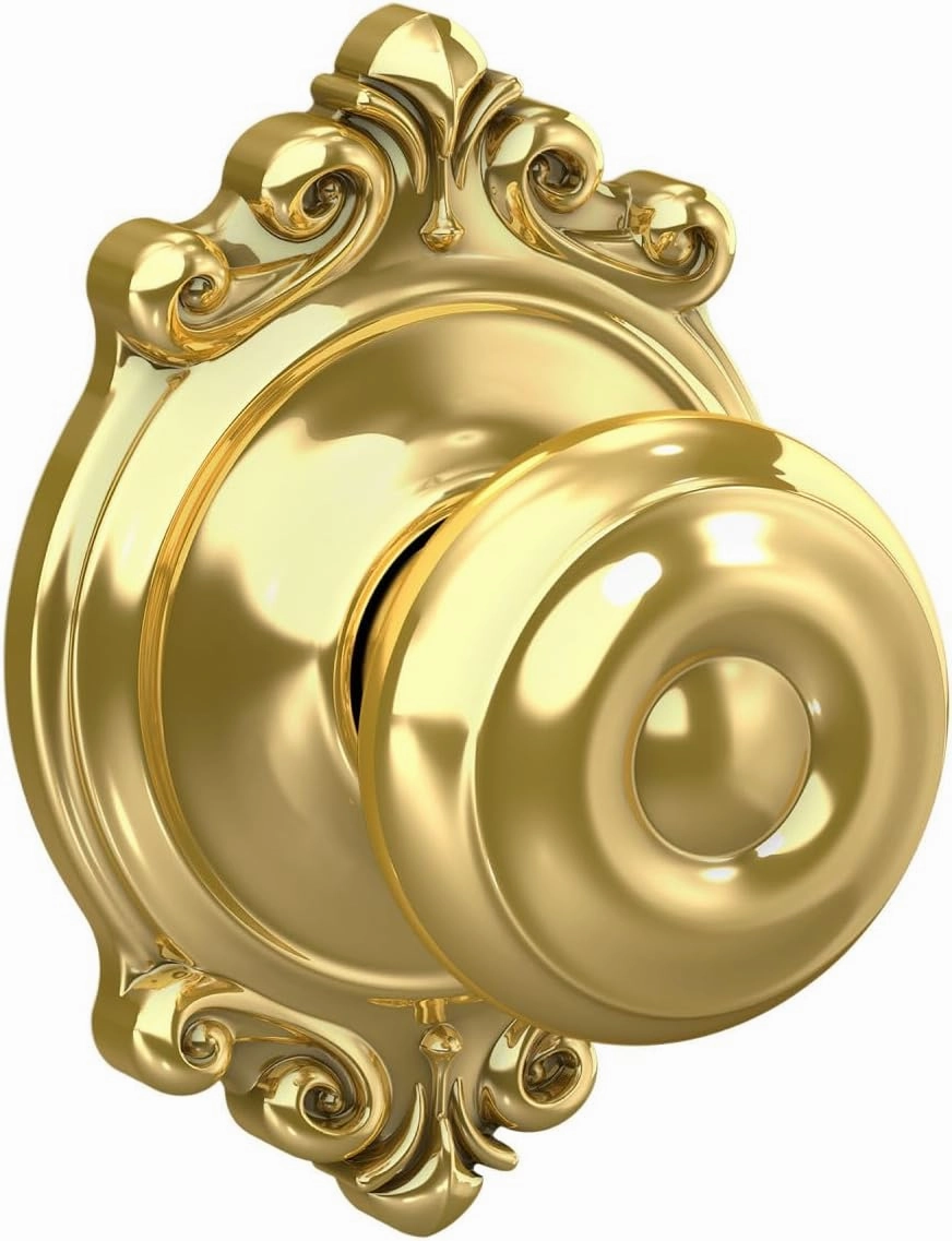 SCHLAGE F10 GEO 605 BRK Brookshire Collection Georgian Passage Knob, Bright Brass