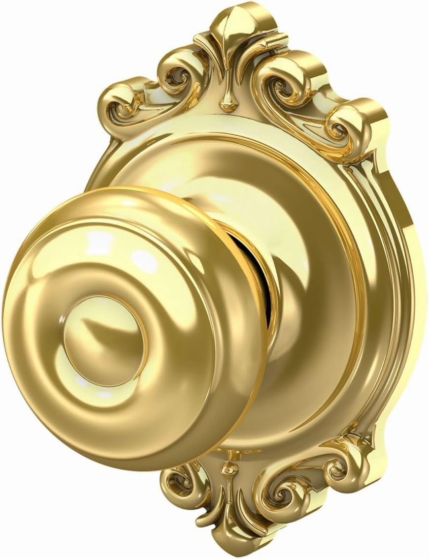SCHLAGE F10 GEO 605 BRK Brookshire Collection Georgian Passage Knob, Bright Brass