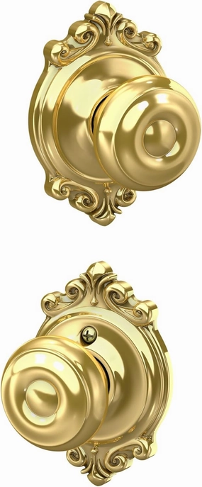 SCHLAGE F10 GEO 605 BRK Brookshire Collection Georgian Passage Knob, Bright Brass
