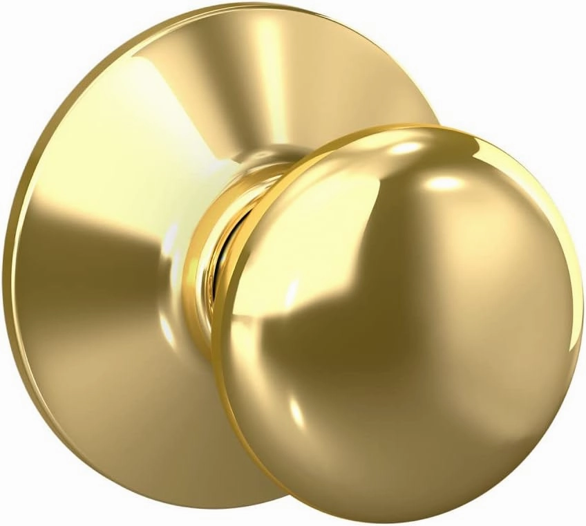 Schlage F10 V PLY 605 Plymouth Door Knob, Hall & Closet Passage Lock, Bright Brass